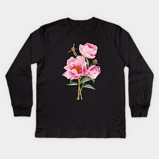 Watercolor peonies bouquet Kids Long Sleeve T-Shirt